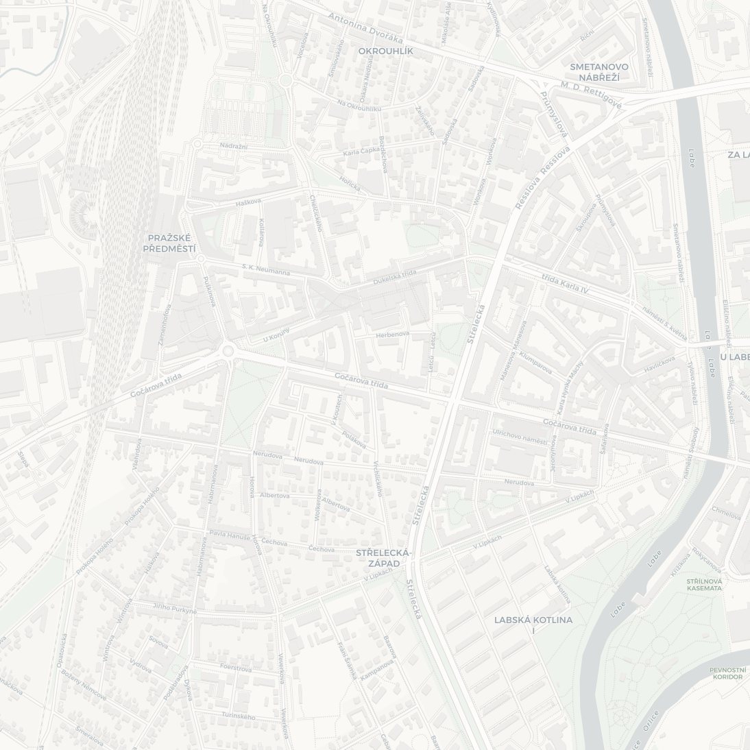 Mapa okolí — Gočárova tř. 1232/34, Hradec Králové